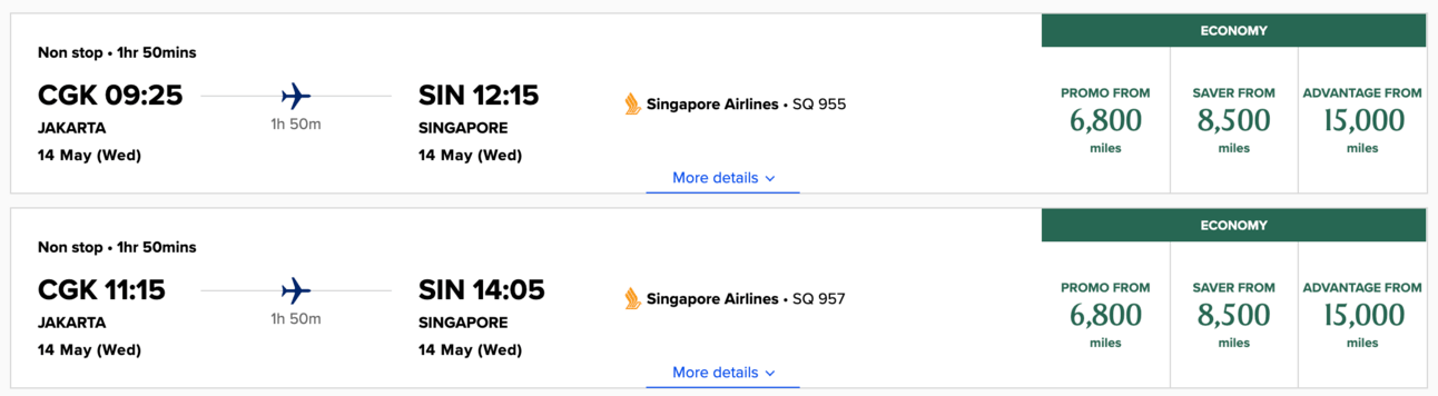 Singapore Airlines booking