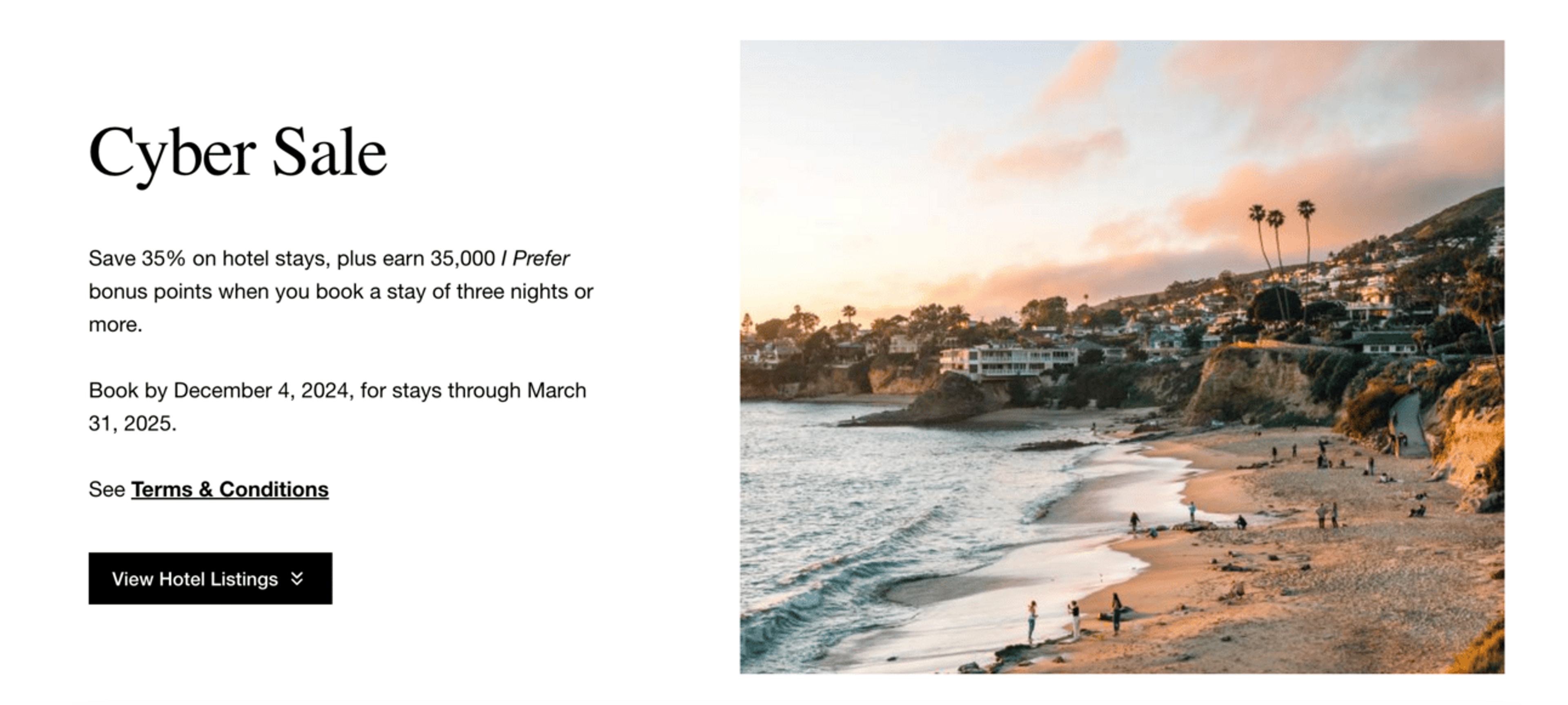 Preferred Hotels' Cyber Sale landing page
