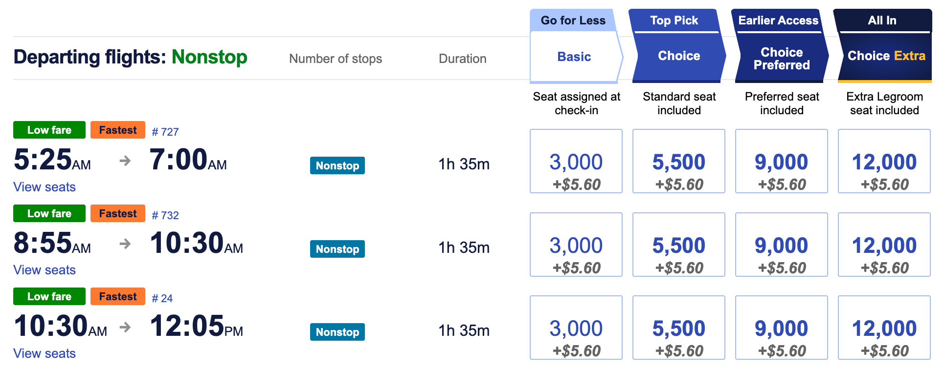 Boston to Baltimore for 3,000 Southwest points