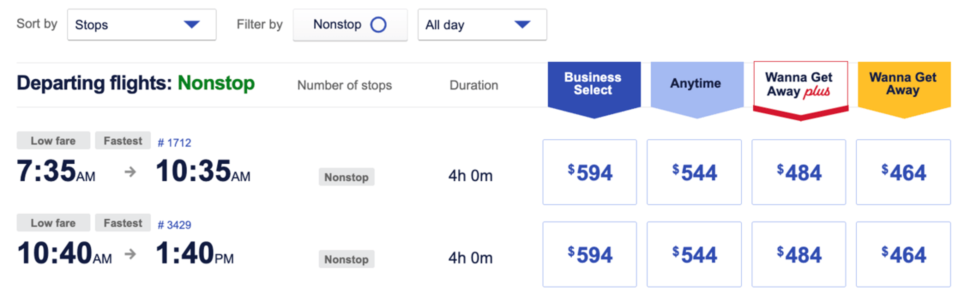 New York to Dallas (cash)
