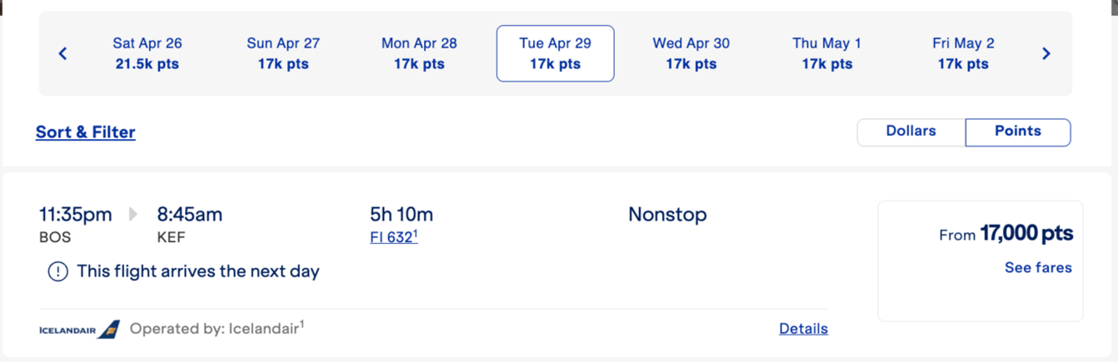 Boston to Reykjavik for 17k Jetblue miles