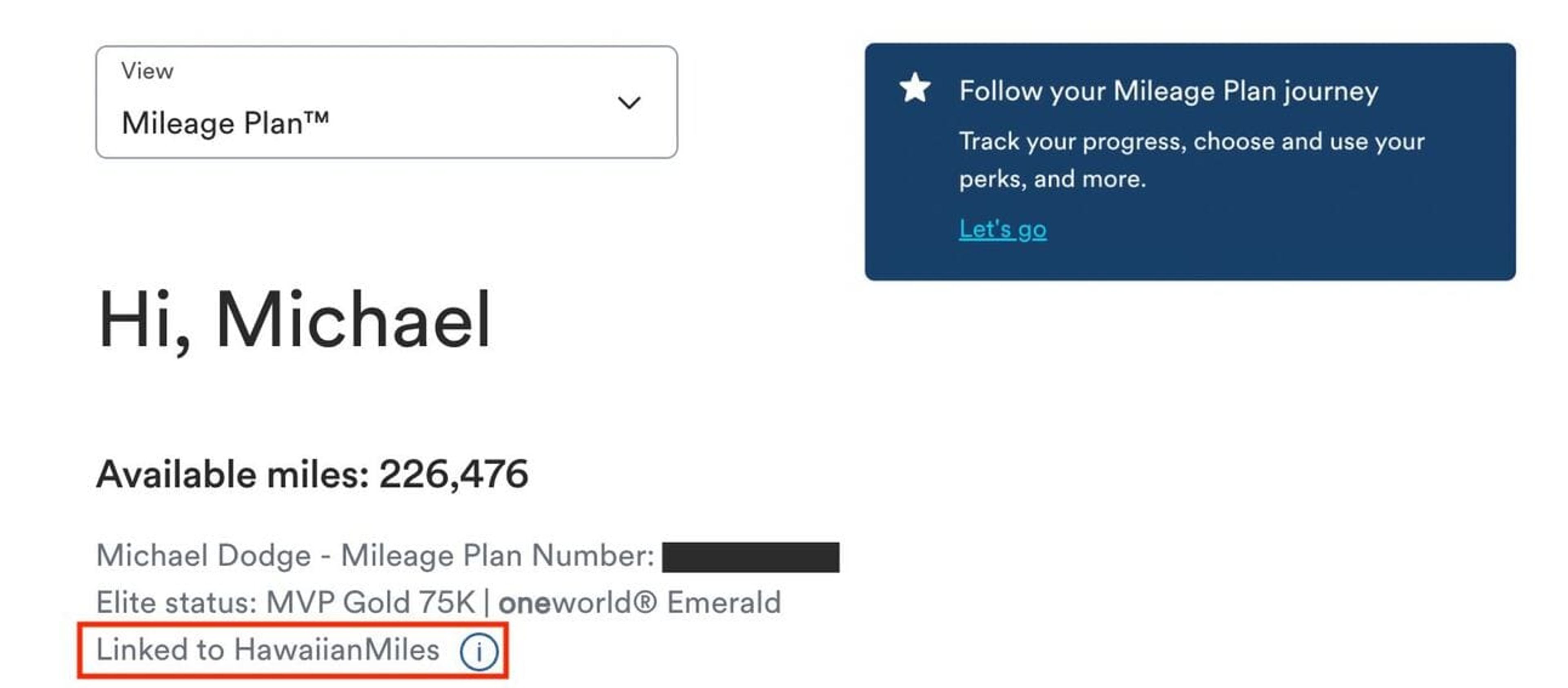 Screenshot showing my two linked accounts