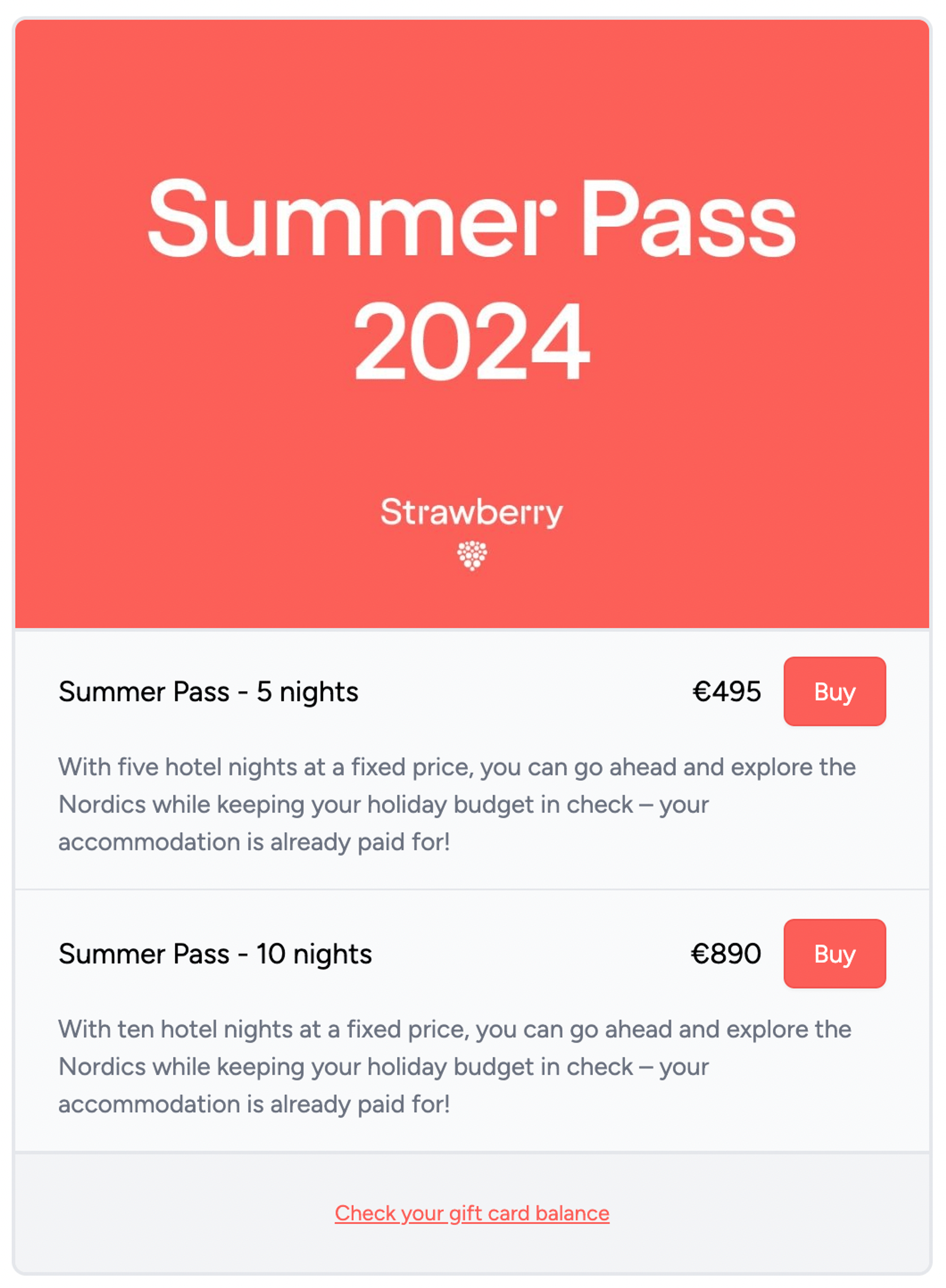 A screenshot showing the Summer Pass details