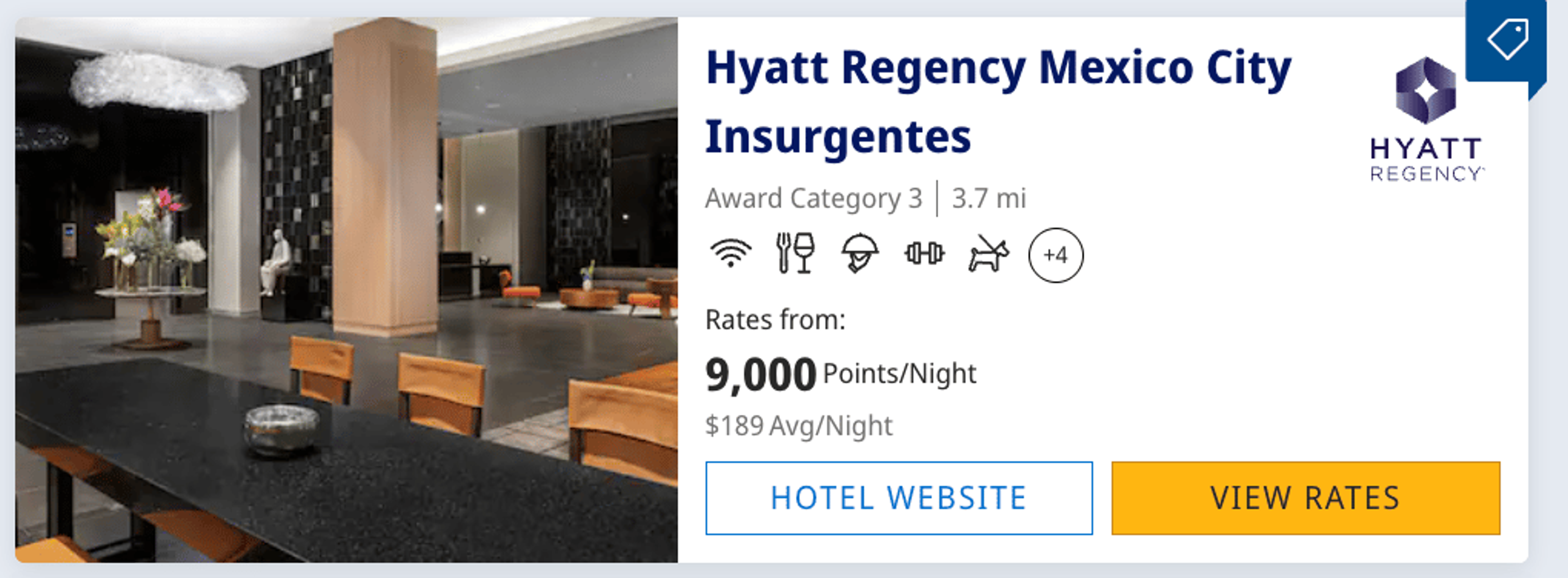Hyatt Regency Insurgentes for 9,000 points per night
