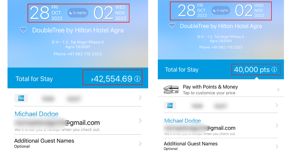 Sample Hilton booking