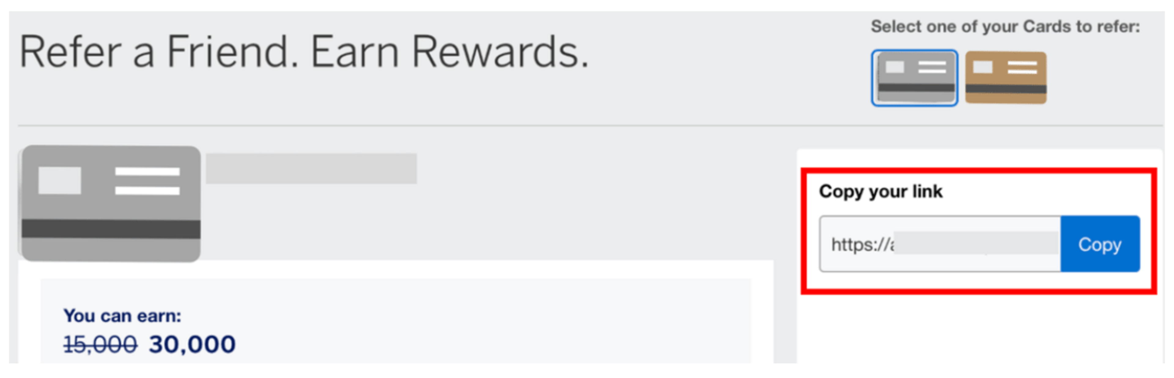 Screenshot from American Express