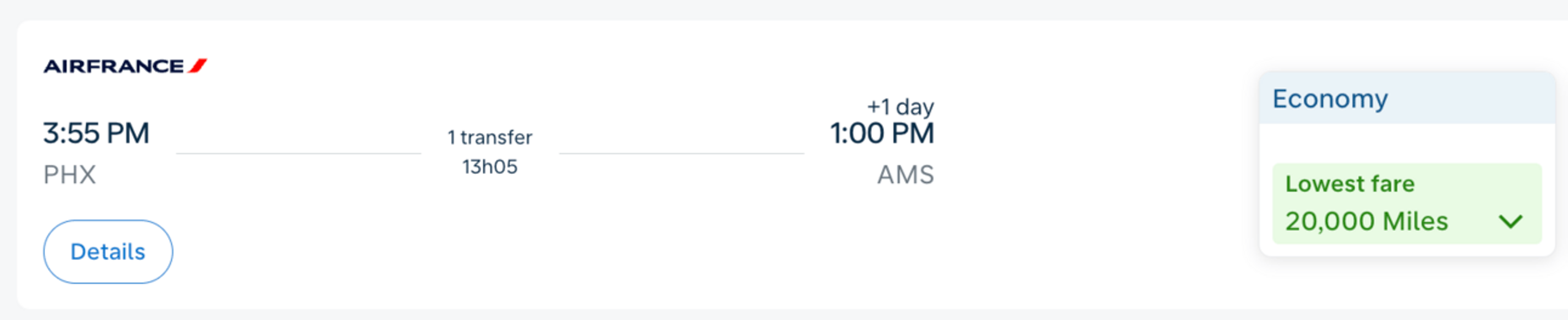 Phoenix to Amsterdam for 20,000 Flying Blue miles