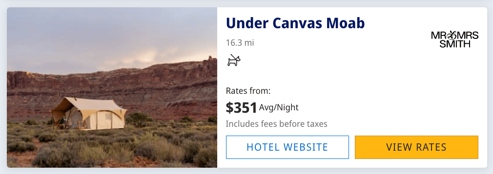 Under Canvas Moab for $351 per night