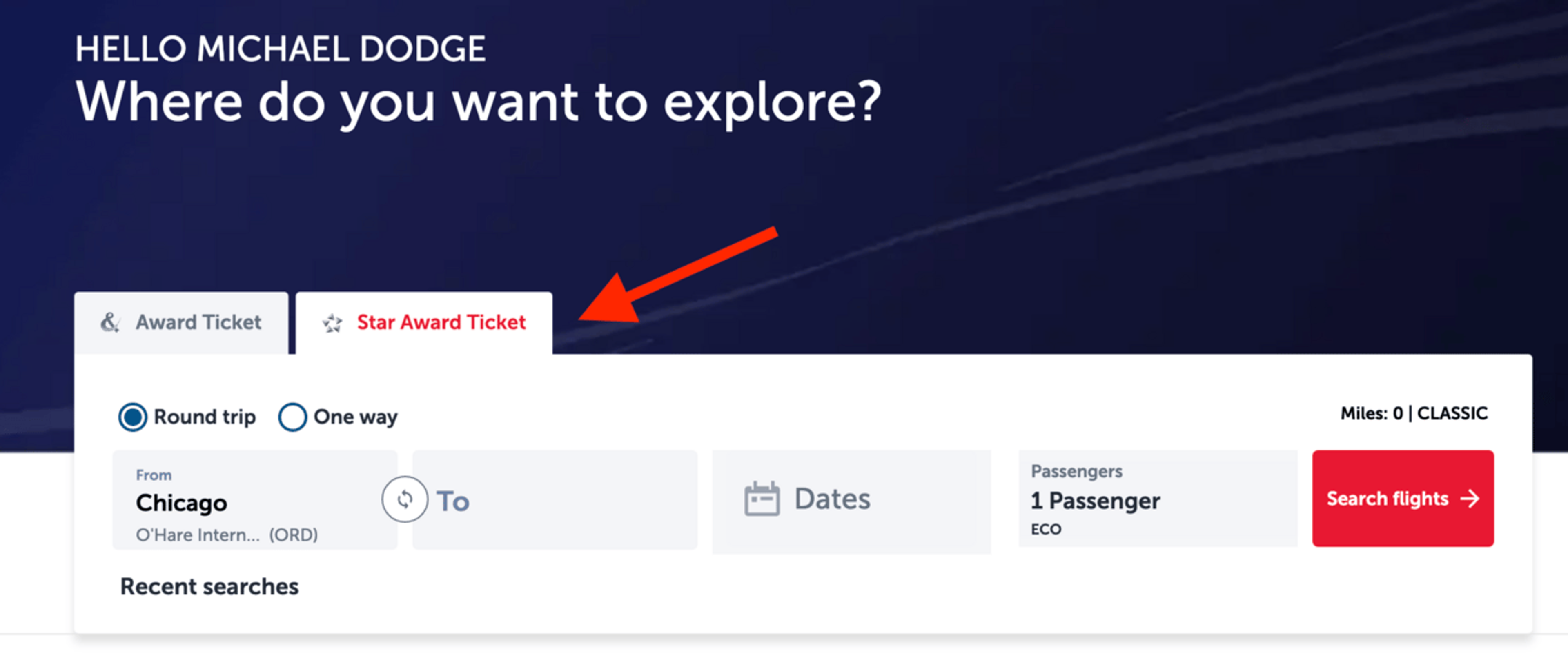 Turkish Airlines search page