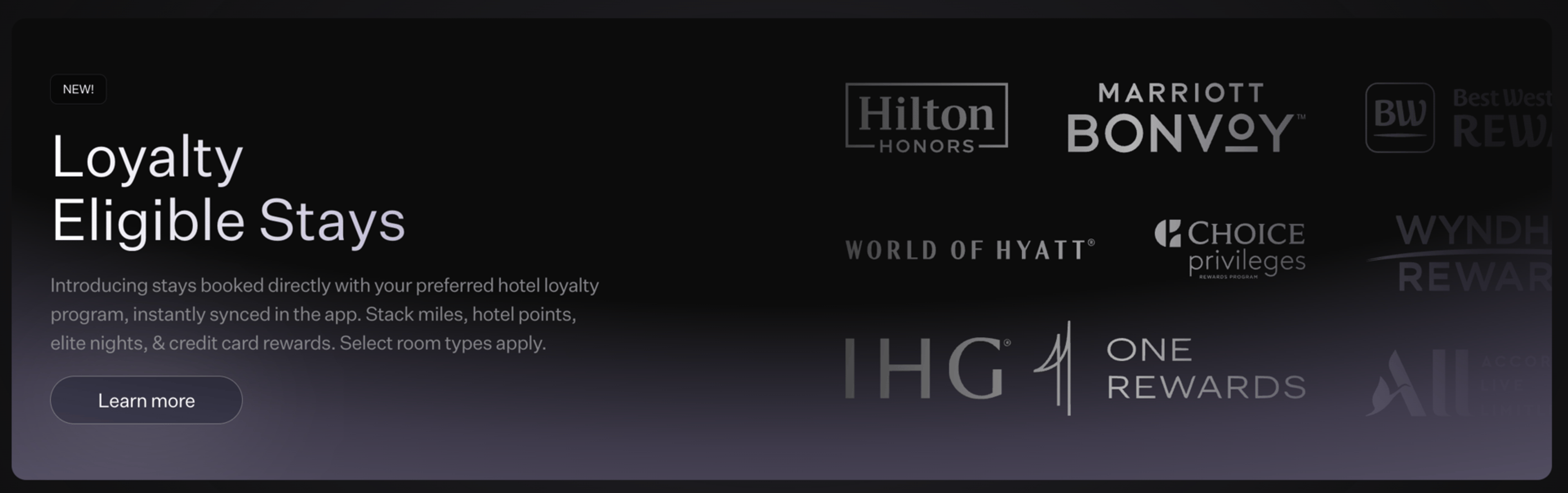 Loyalty-eligible bookings through Rove (banner image)