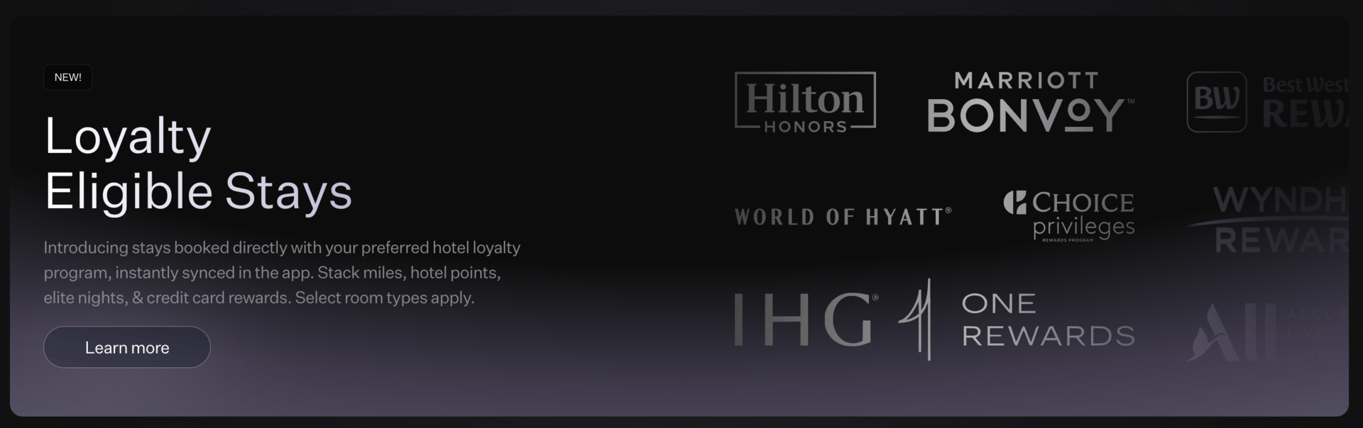 Loyalty-eligible bookings through Rove (banner image)