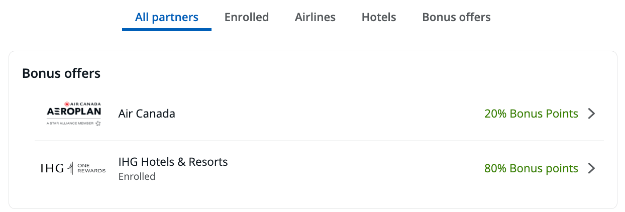 80% transfer bonus to IHG