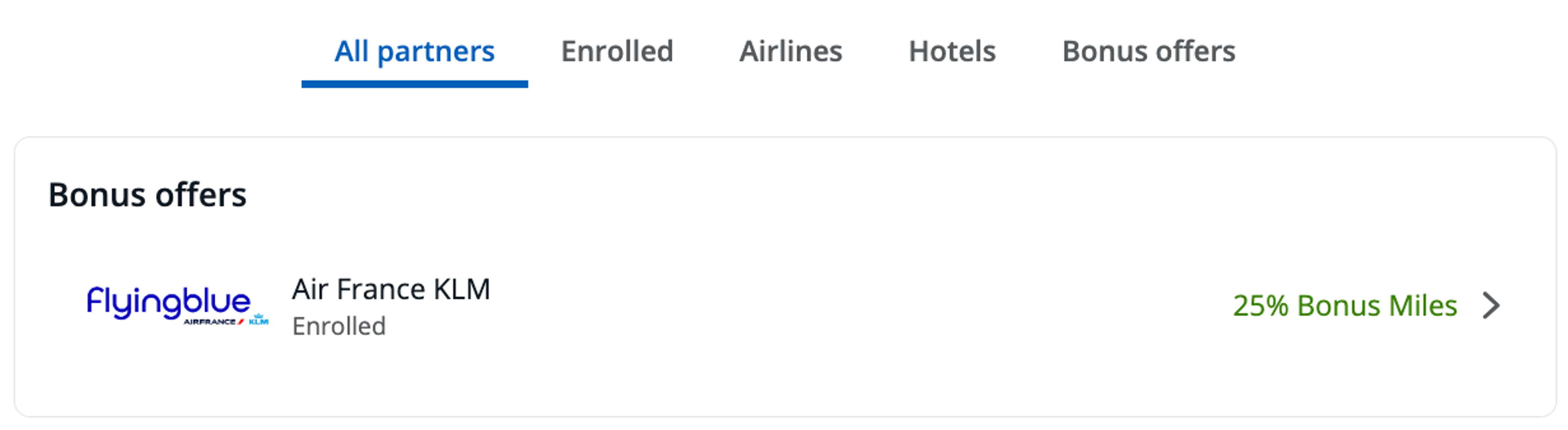 Example of a recent transfer bonus from Chase UR Points to Flying Blue