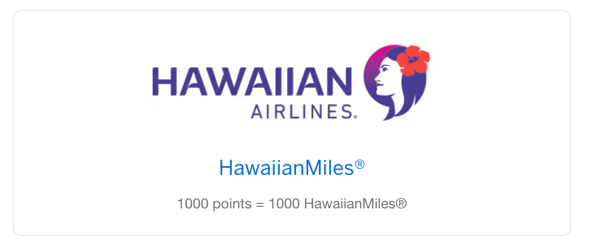 Transfer MR Points to Hawaiian at a 1:1 ratio