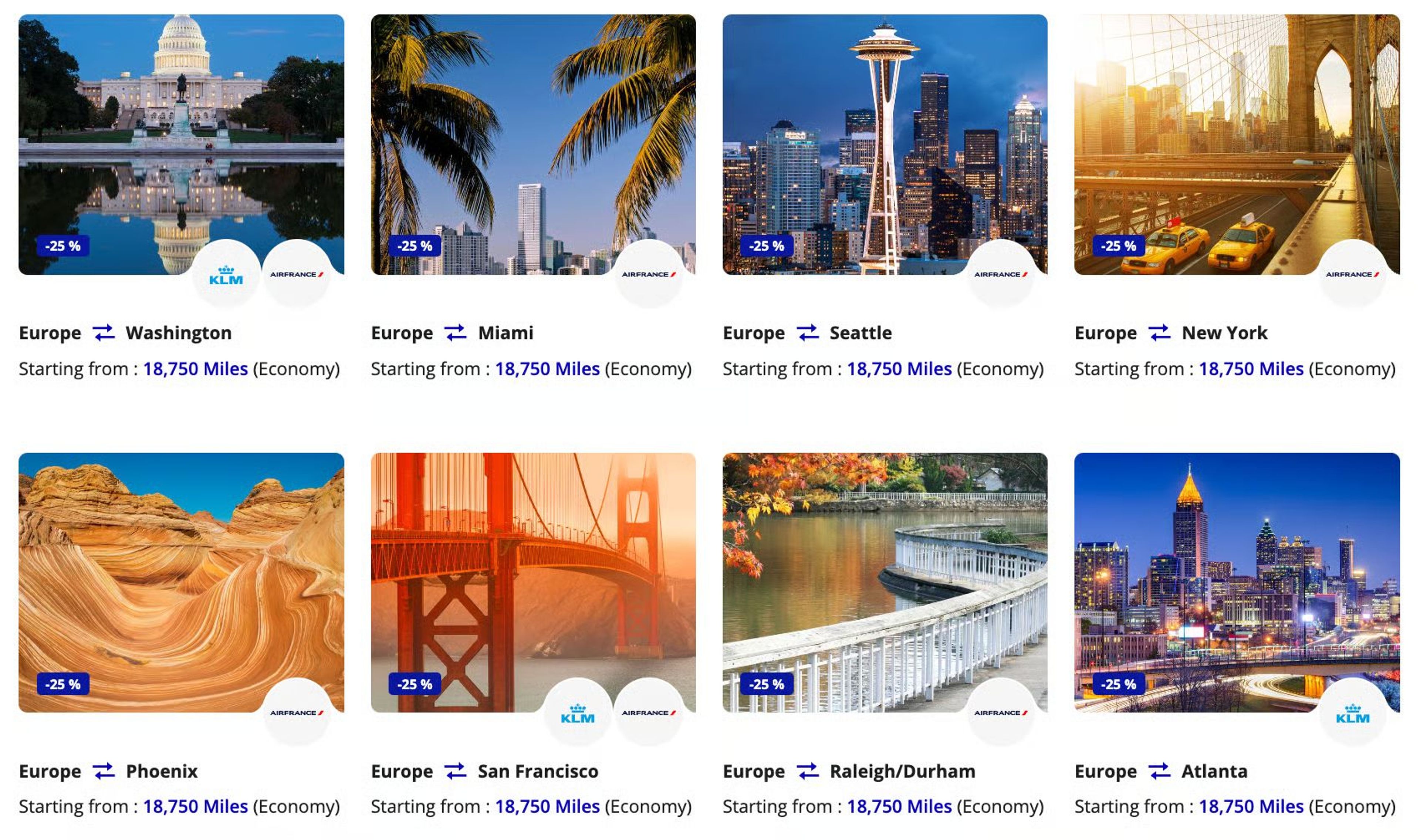 Screenshot from flyingblue.com