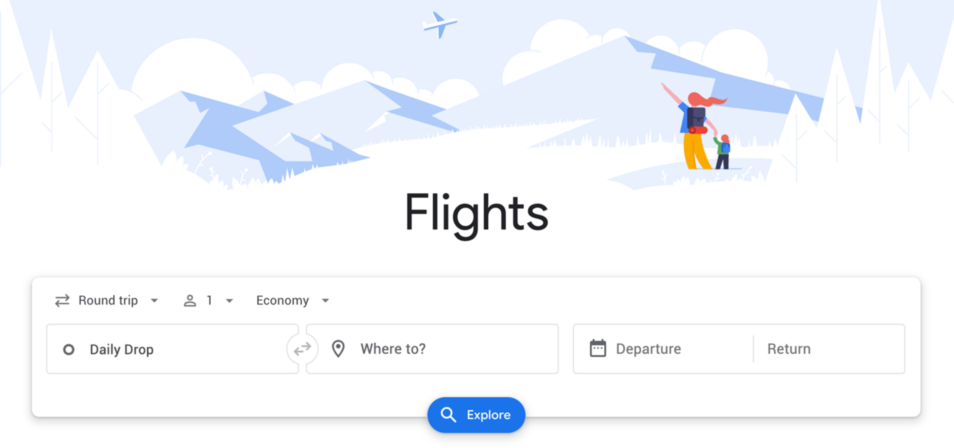 Google flights homepage
