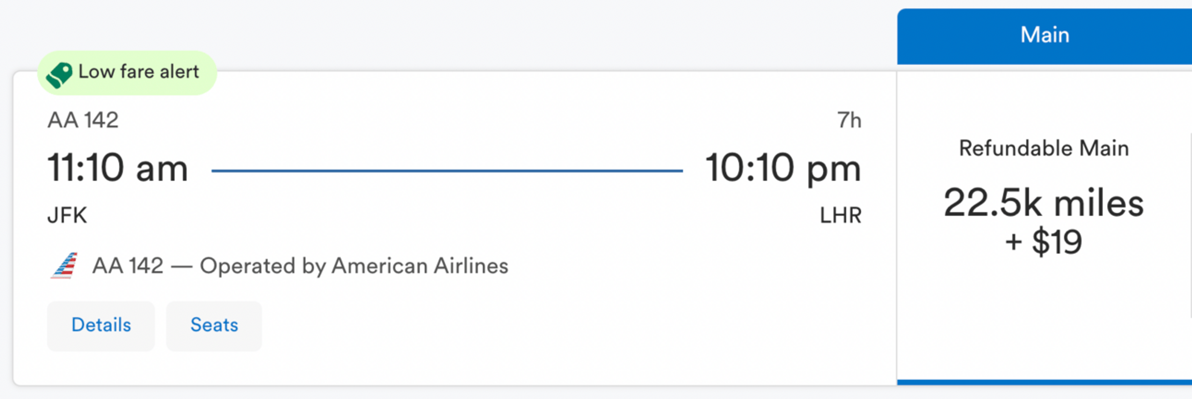 New York to London for 22,500 Alaska miles