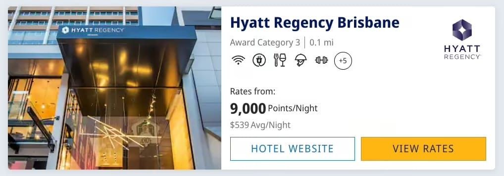 Screenshot from hyatt.com