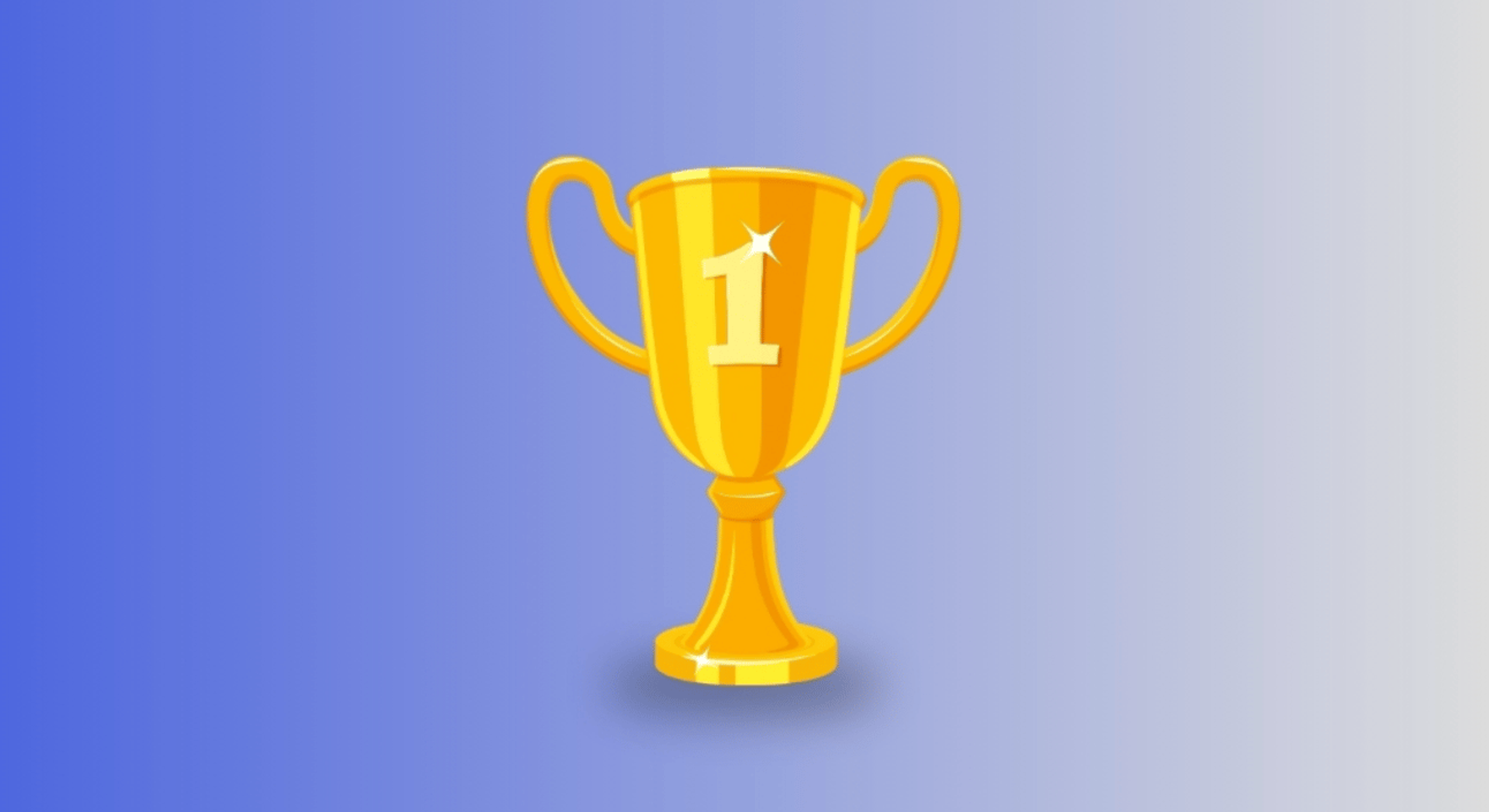 Gold trophy on blue background