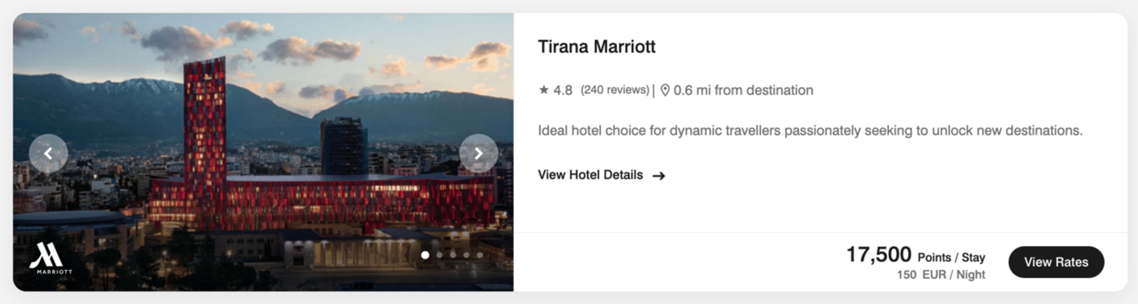 Tirana Marriott for 17,500 points per night