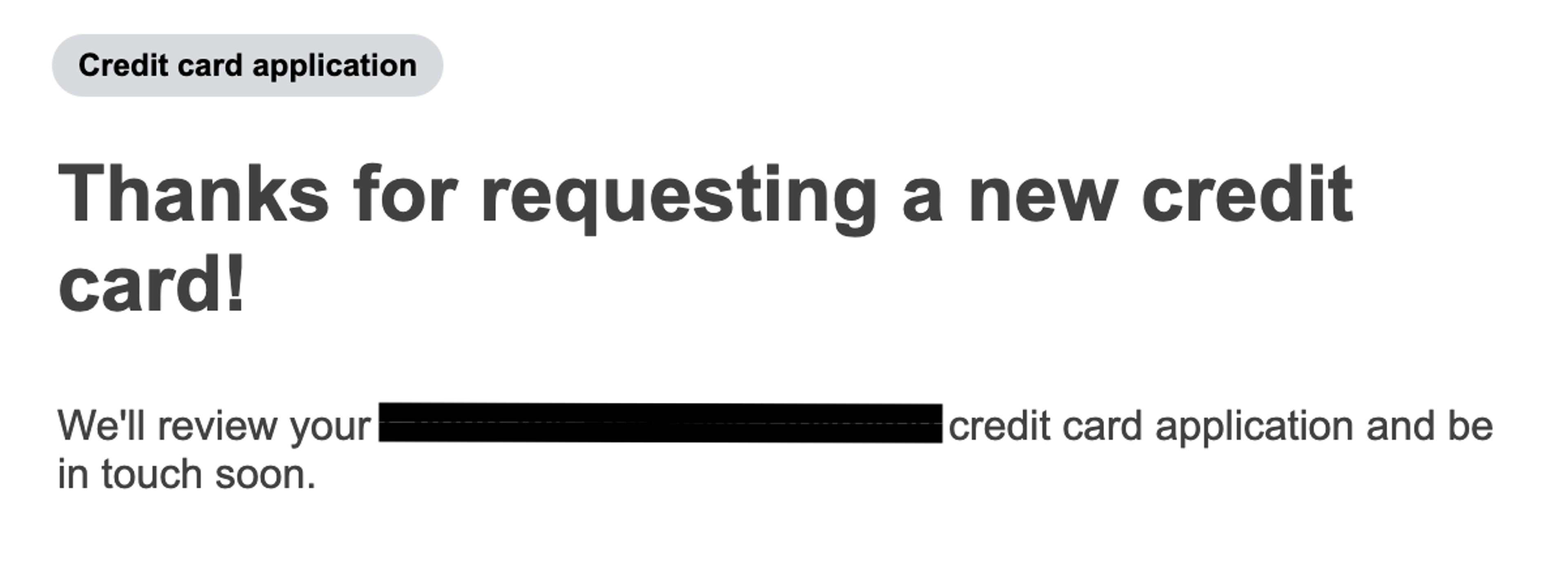 Pending message after card application