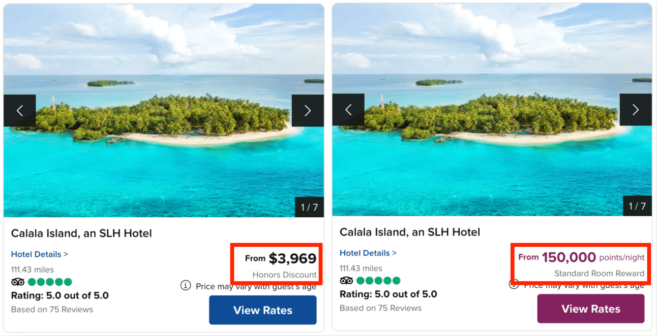 Calala Island, an SLH hotel bookable with either cash or points