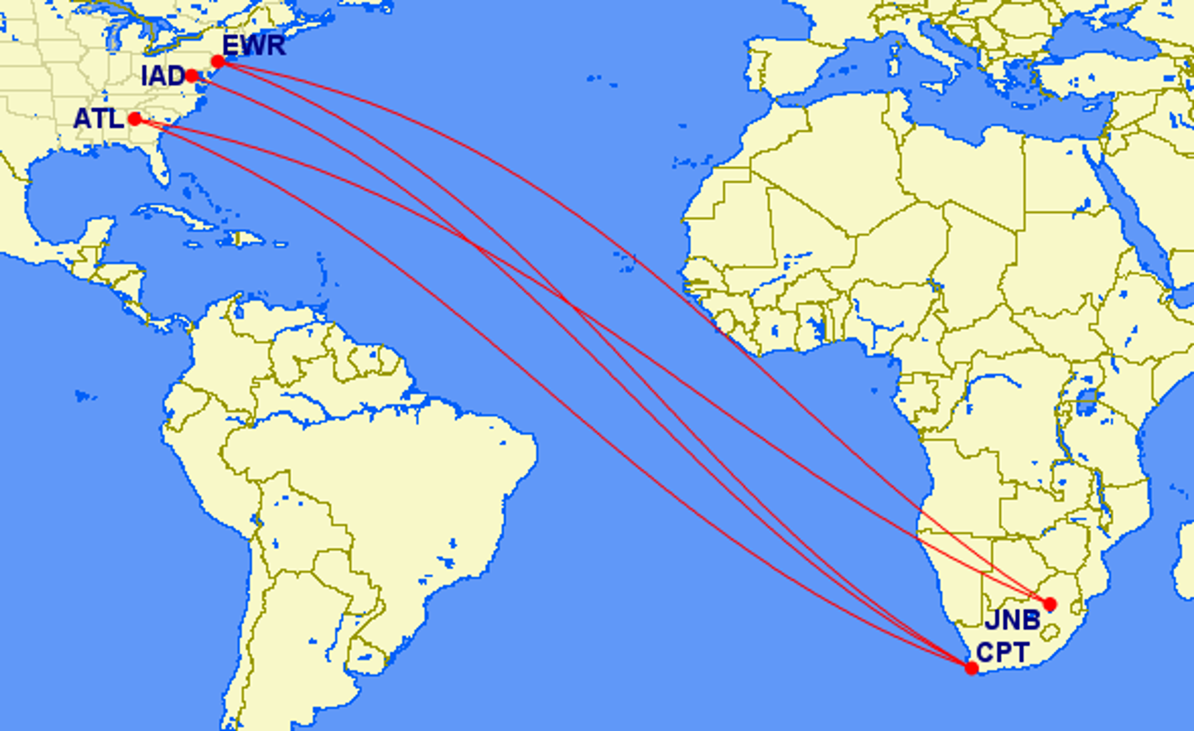south african/U.S. routes