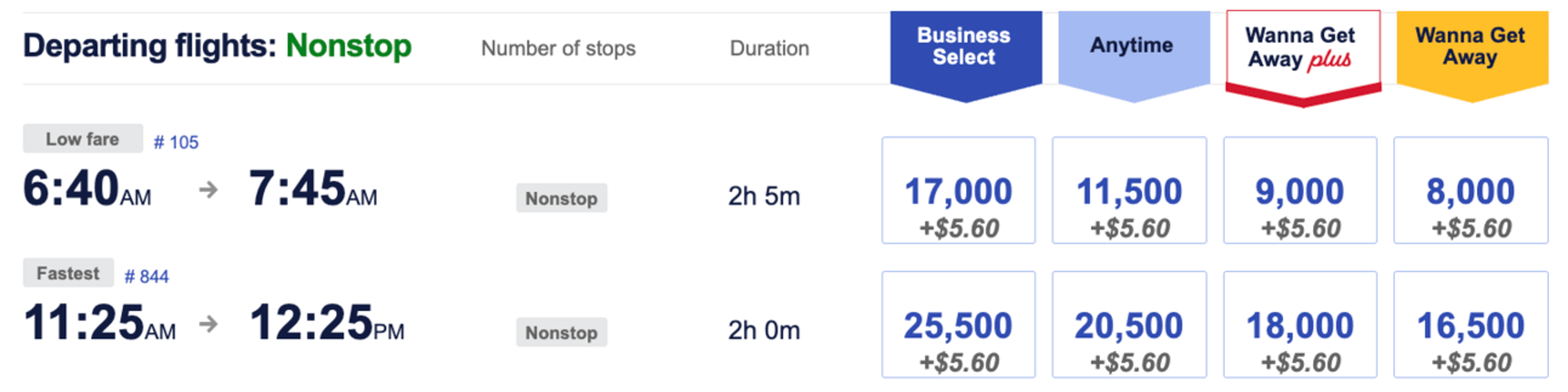 Baltimore to Chicago (points)