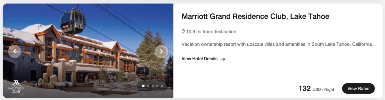 Marriott property in Lake Tahoe for $132 per night