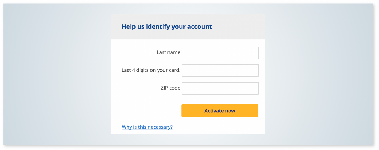 Landing page for targeted credit card offers