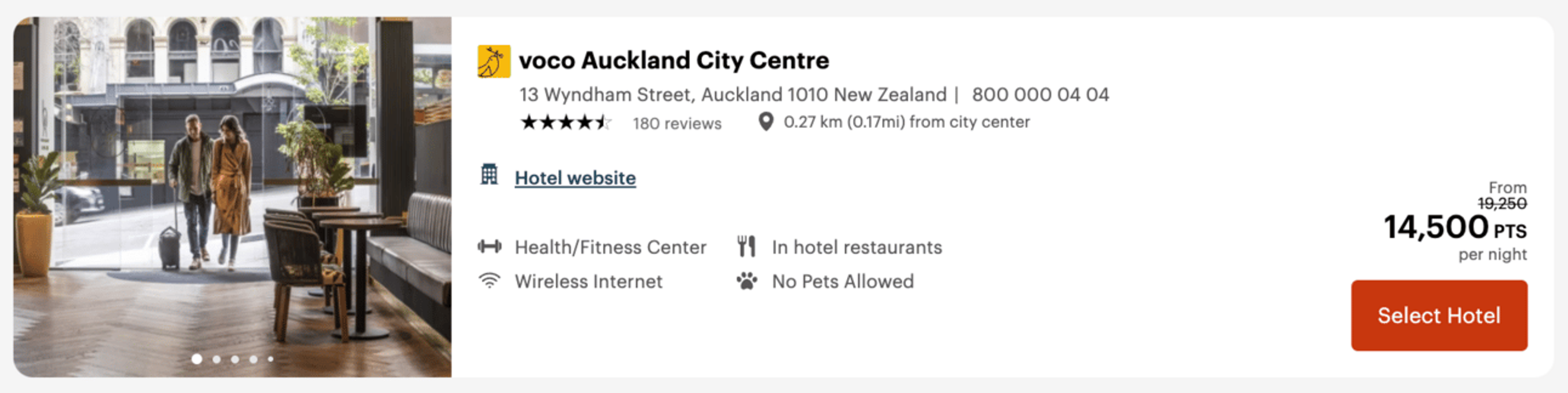 Voco Auckland for 14,500 IHG points per night
