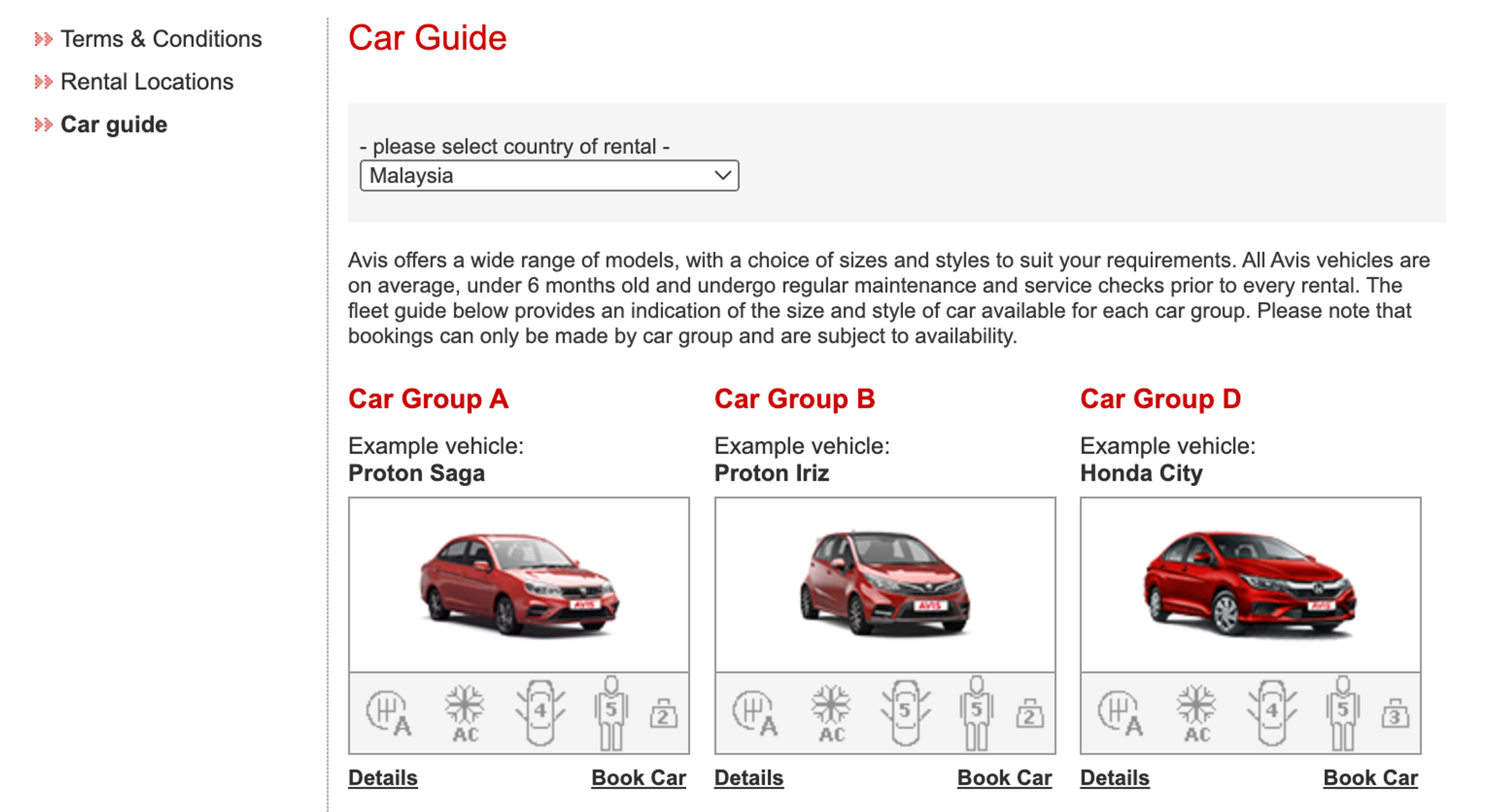 Avis car rental groups