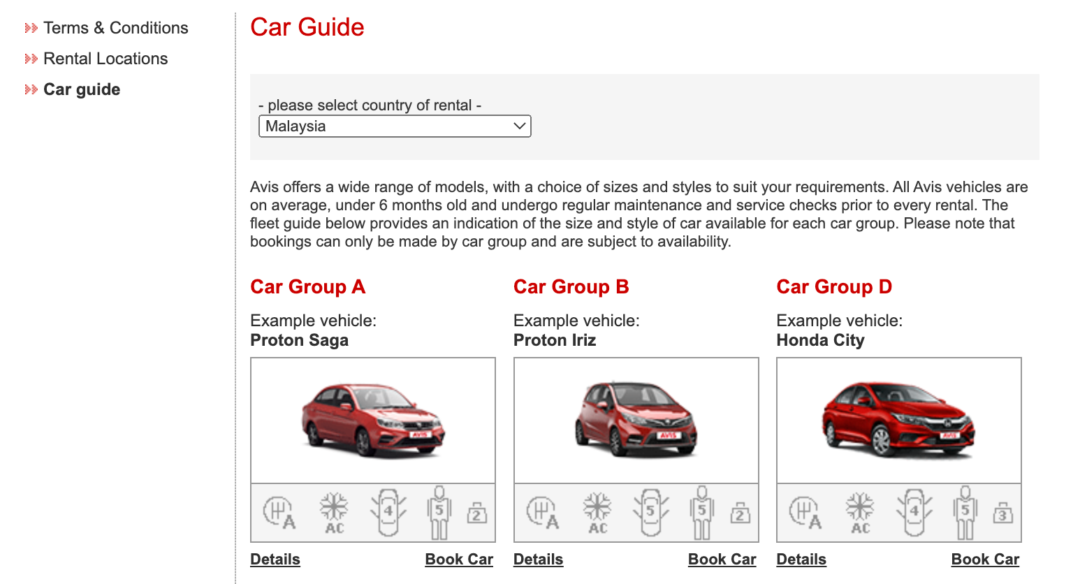 Avis car rental groups
