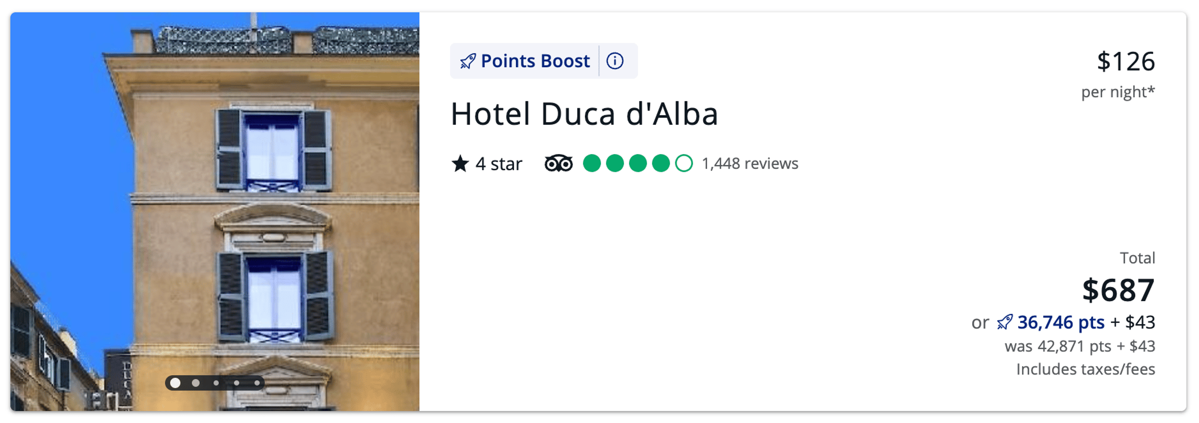 Sample portal hotel booking in Rome