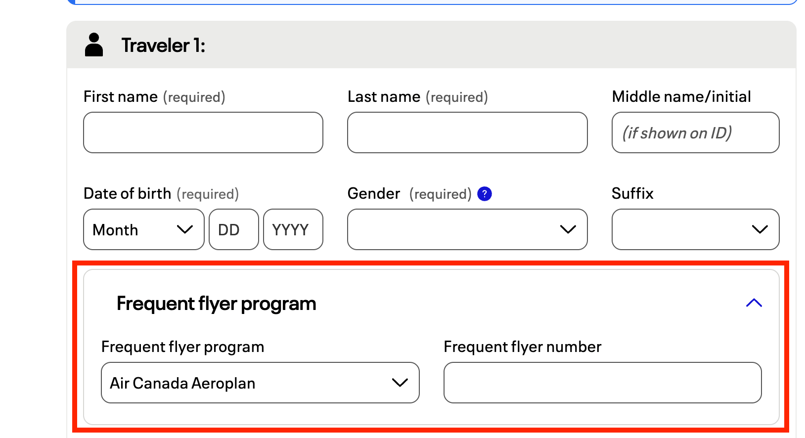 Example of United’s checkout page