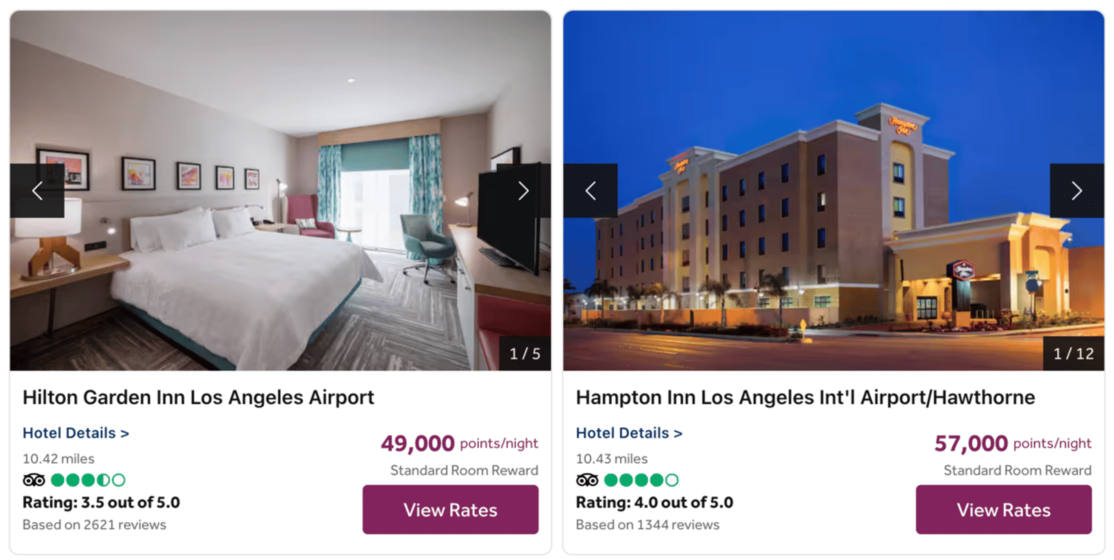 Various Hilton hotels in Los Angeles
