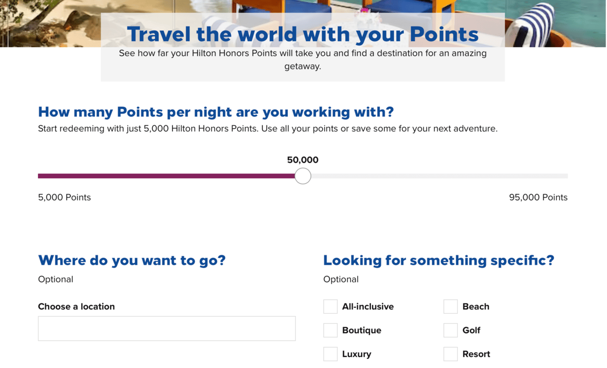 Screenshot from hilton.com