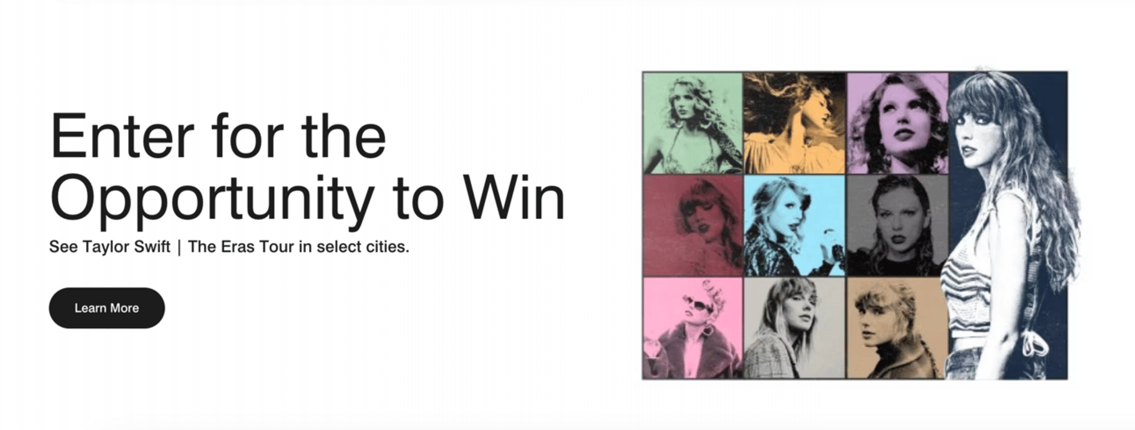 Screenshot of the Marriott and Taylor Swift partnership to enter for tickets