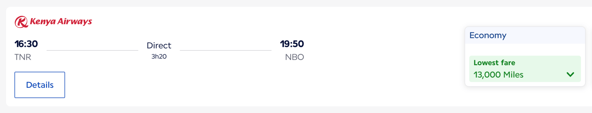 TNR-NBO for 13,000 Flying Blue miles