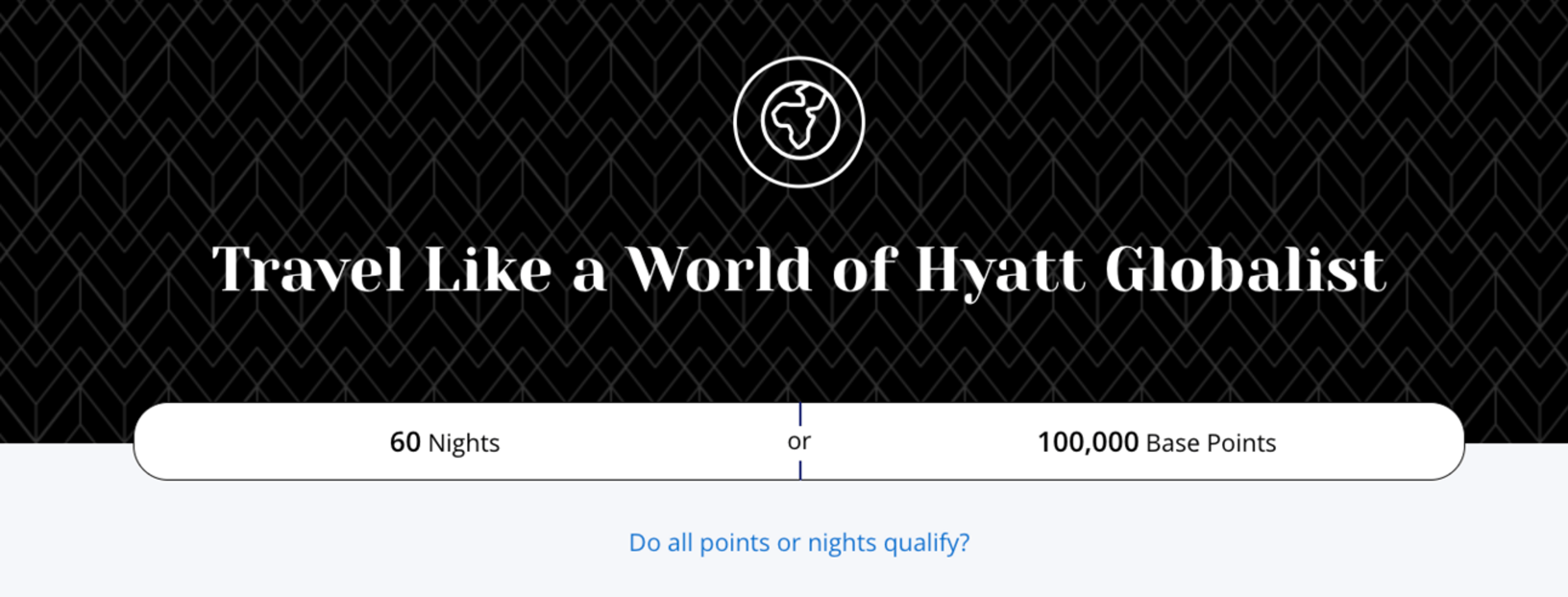Screenshot showing how to earn Hyatt Globalist status