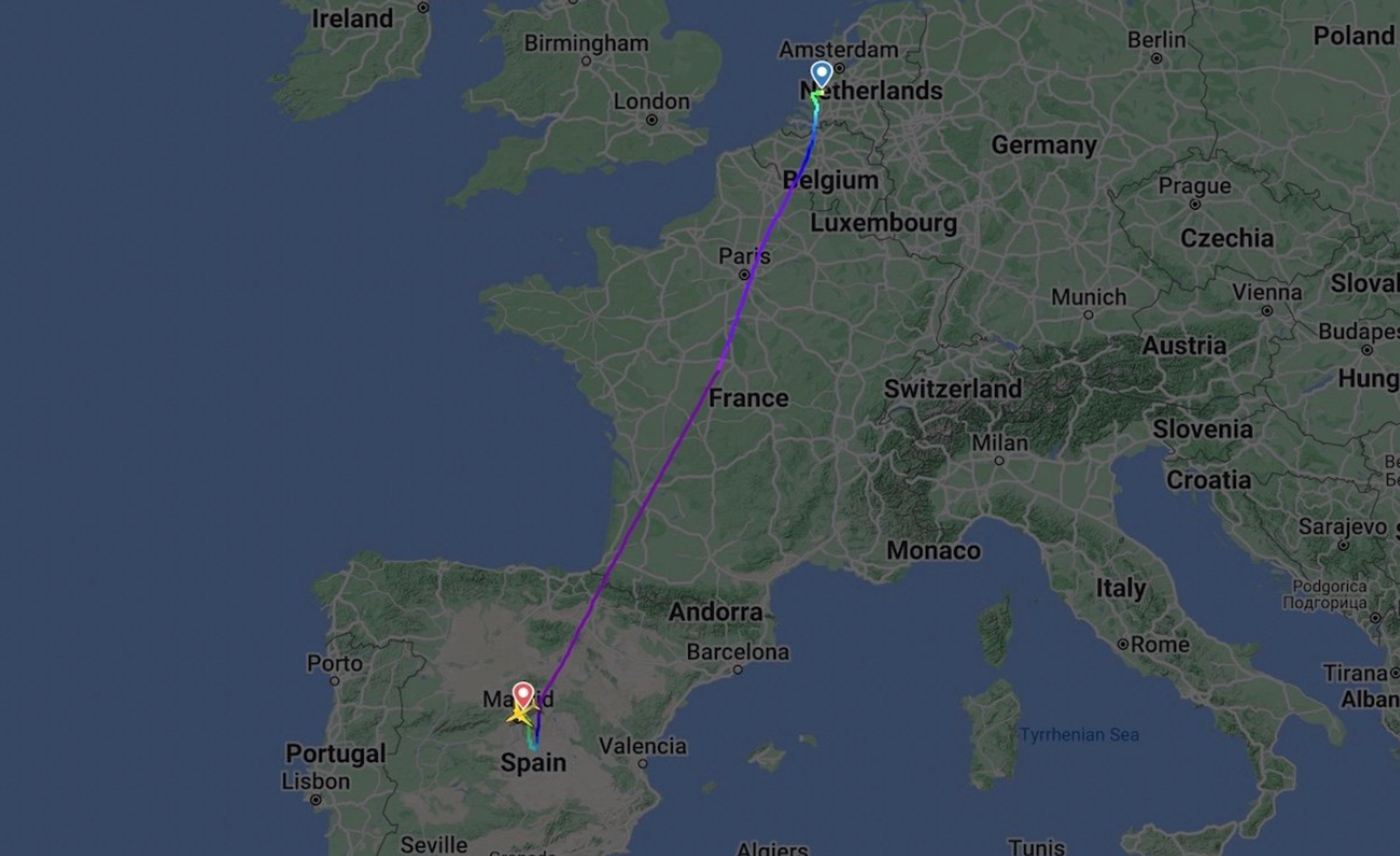 flight path of the diverted plane