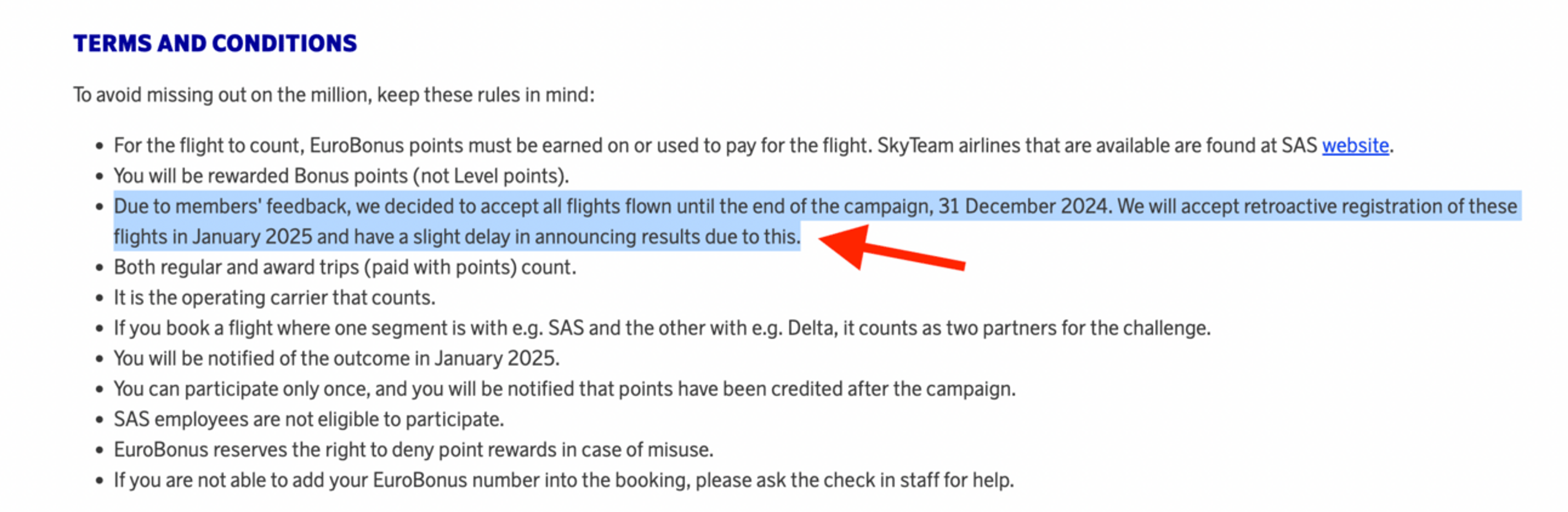 Terms and Conditions for the million miles challenge