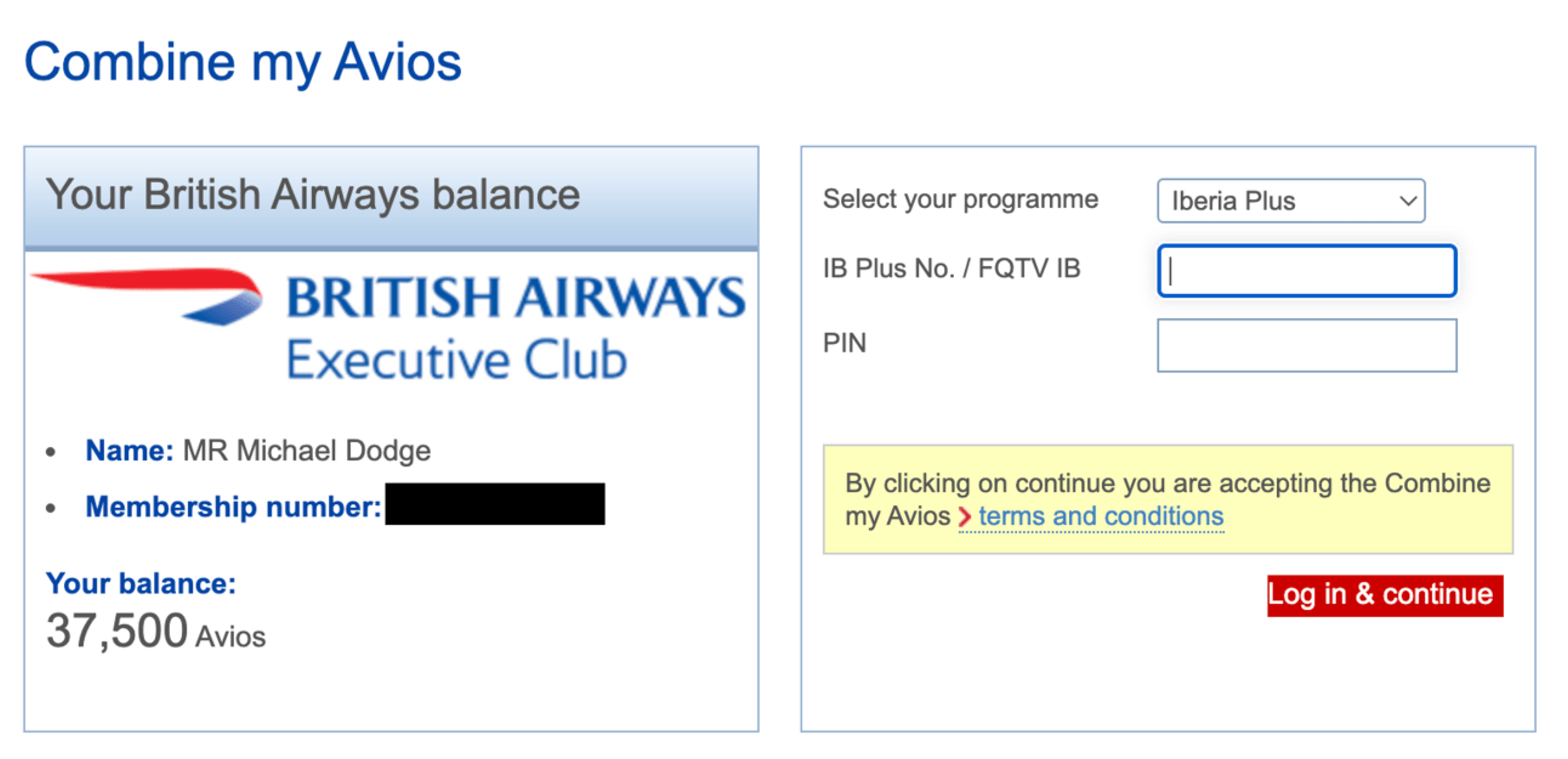 Convert Avios from British Airways to Iberia
