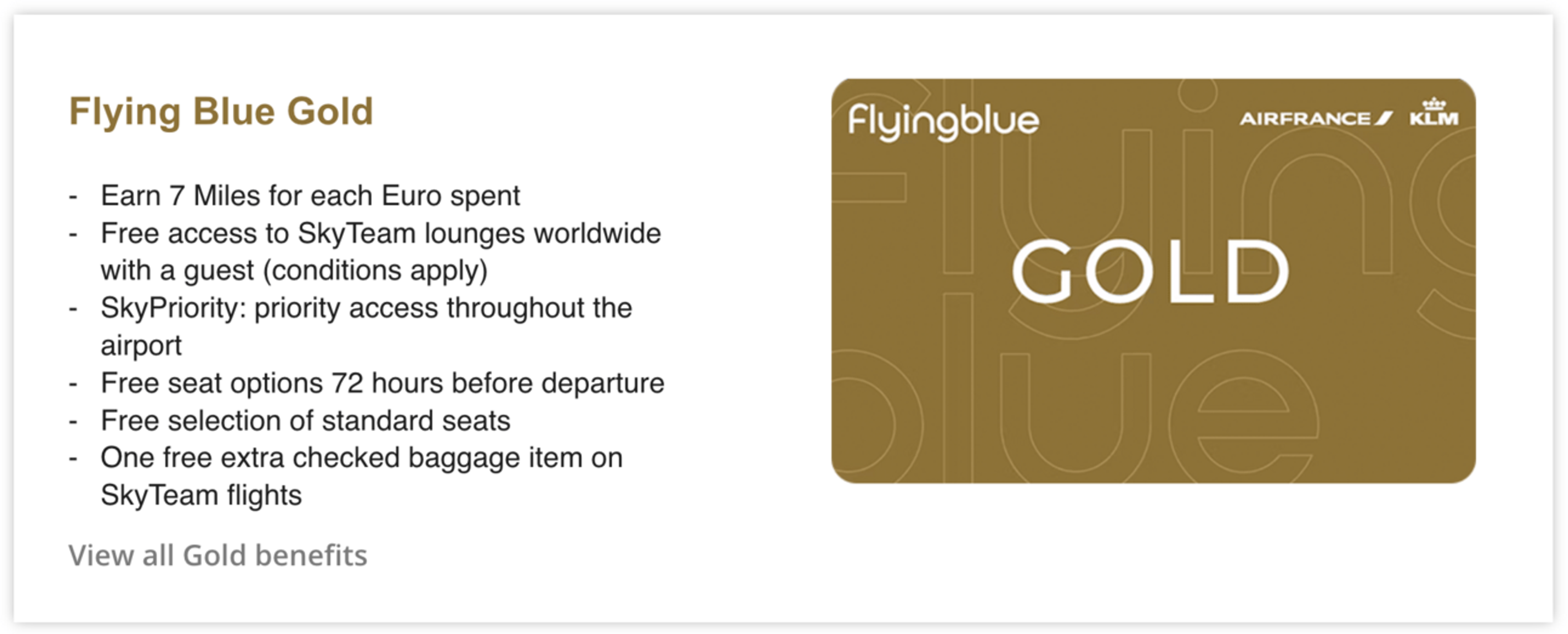 Flying Blue Gold benefits