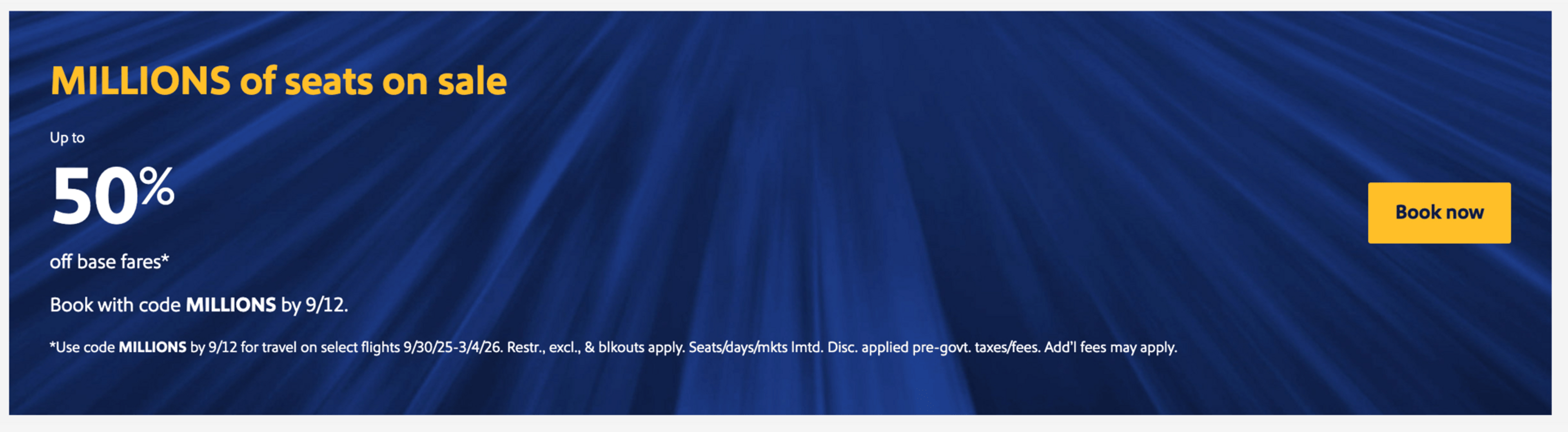Southwest sale page banner