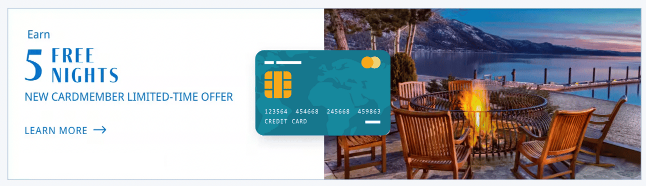 A graphic from Hyatt's website about the current cobranded credit card offer to earn five free night awards