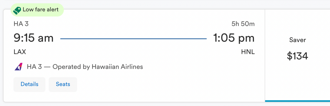 Los Angeles to Honolulu for $134