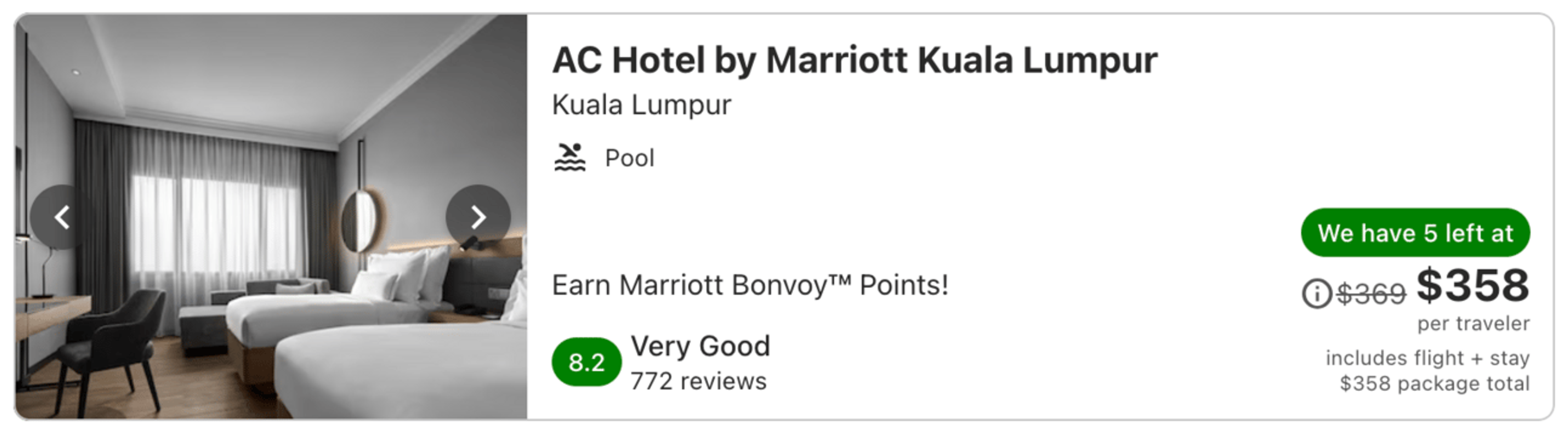 Example of a package to Kuala Lumpur, Malaysia for $358