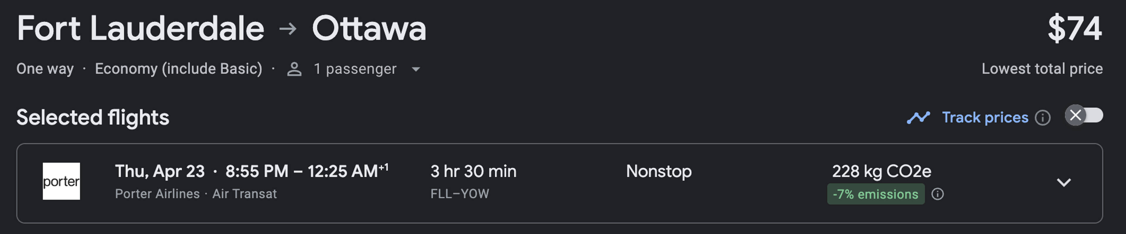 A cheap positioning flight from Florida to Ottawa