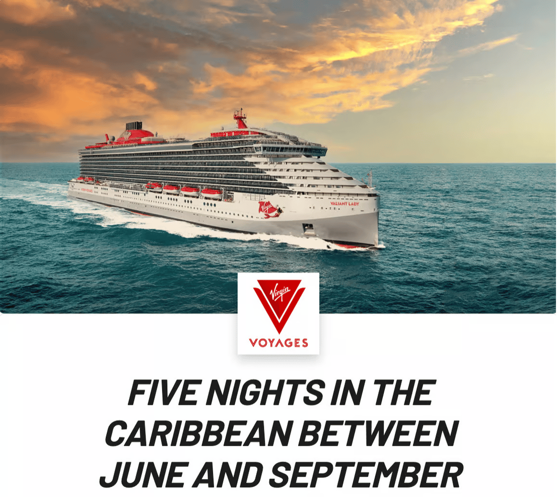 A virgin cruise ship on the water